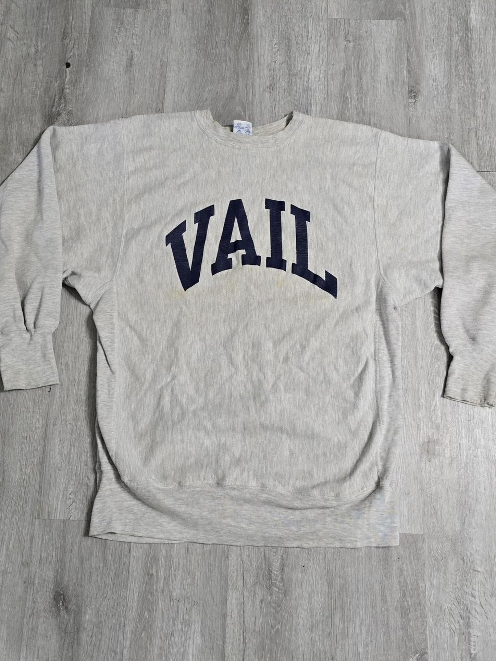 Vintage 90s Champion Reverse Weave VAIL University Gray Crewneck Sweatshirt XL